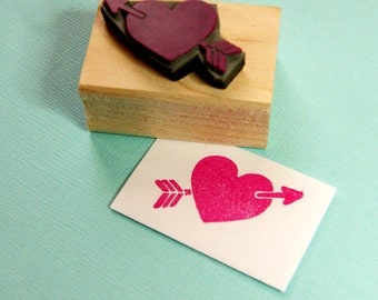 Heart and Arrow Rubber Stamp - Wedding Stamper - DIY Wedding - Valentines - Wedding Invite - Cupid Arrow - Kitsch Wedding - Wedding Gift