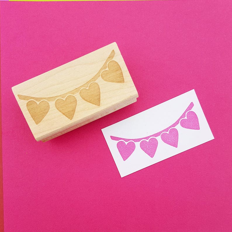 Bunting Stamp Heart Bunting Rubber Stamp Wedding Stamper Wedding Invite DIY Wedding Handmade Wedding Scrapbooking image 1