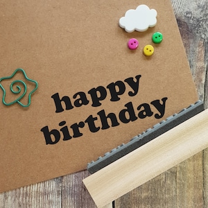 Happy Birthday Bold Rubber Stamp - Large Sentiment Text Rubber Stamp - Birthday Card Stamper - Scrapbooking - Message Stamp