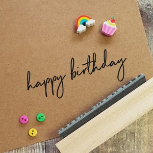 Happy Birthday Handwritten Font Rubber Stamp