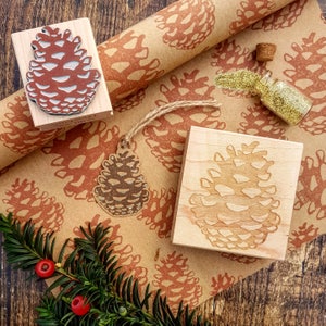 Christmas Pinecone Rubber Stamp  - Pine Cone Christmas Stamper - Autumn Winter Stamp -  Cardmaking - Pine Tree - Scrapbooking - Contemporary