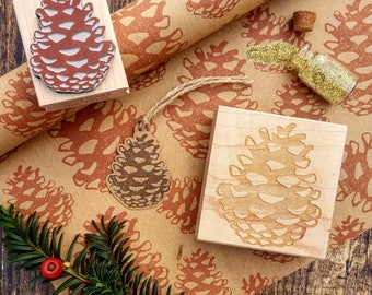 Christmas Pinecone Rubber Stamp  - Pine Cone Christmas Stamper - Autumn Winter Stamp -  Cardmaking - Pine Tree - Scrapbooking - Contemporary