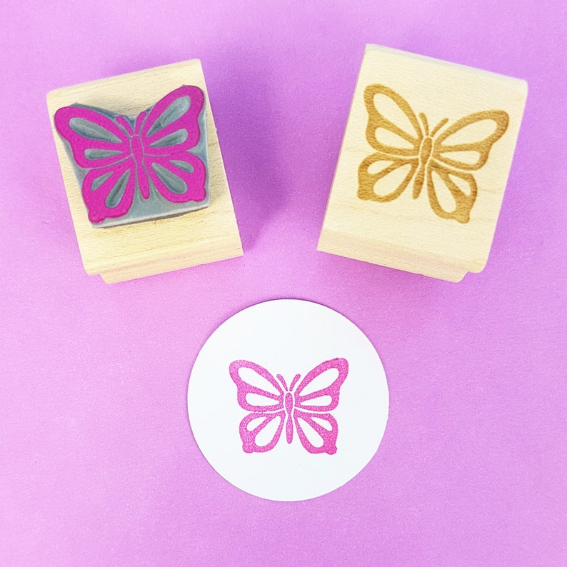 Butterfly Stamp Fluttering Butterfly Rubber Stamp Gift for Girl Girl Party Invite Nature Lover Present Wings Flying Girl stamp image 1