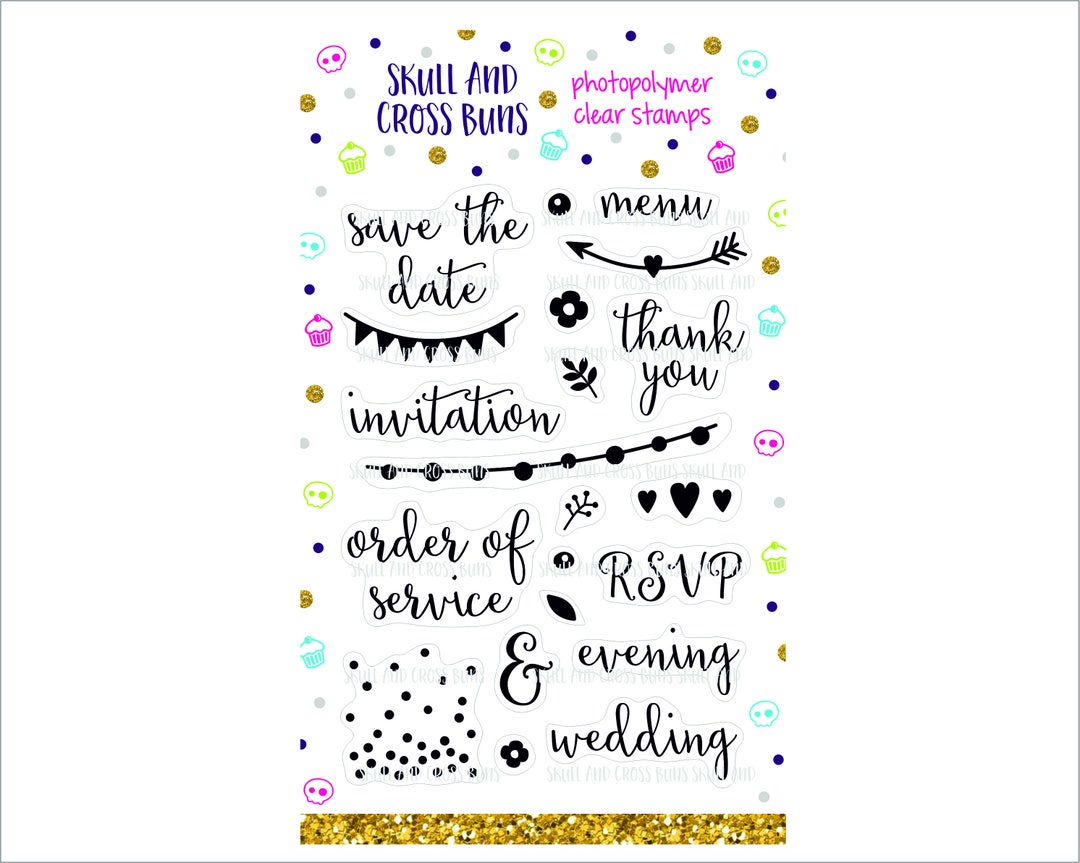 Wedding Stamps Modern Wedding Rubber Stamp Set Clear Stamps Wedding