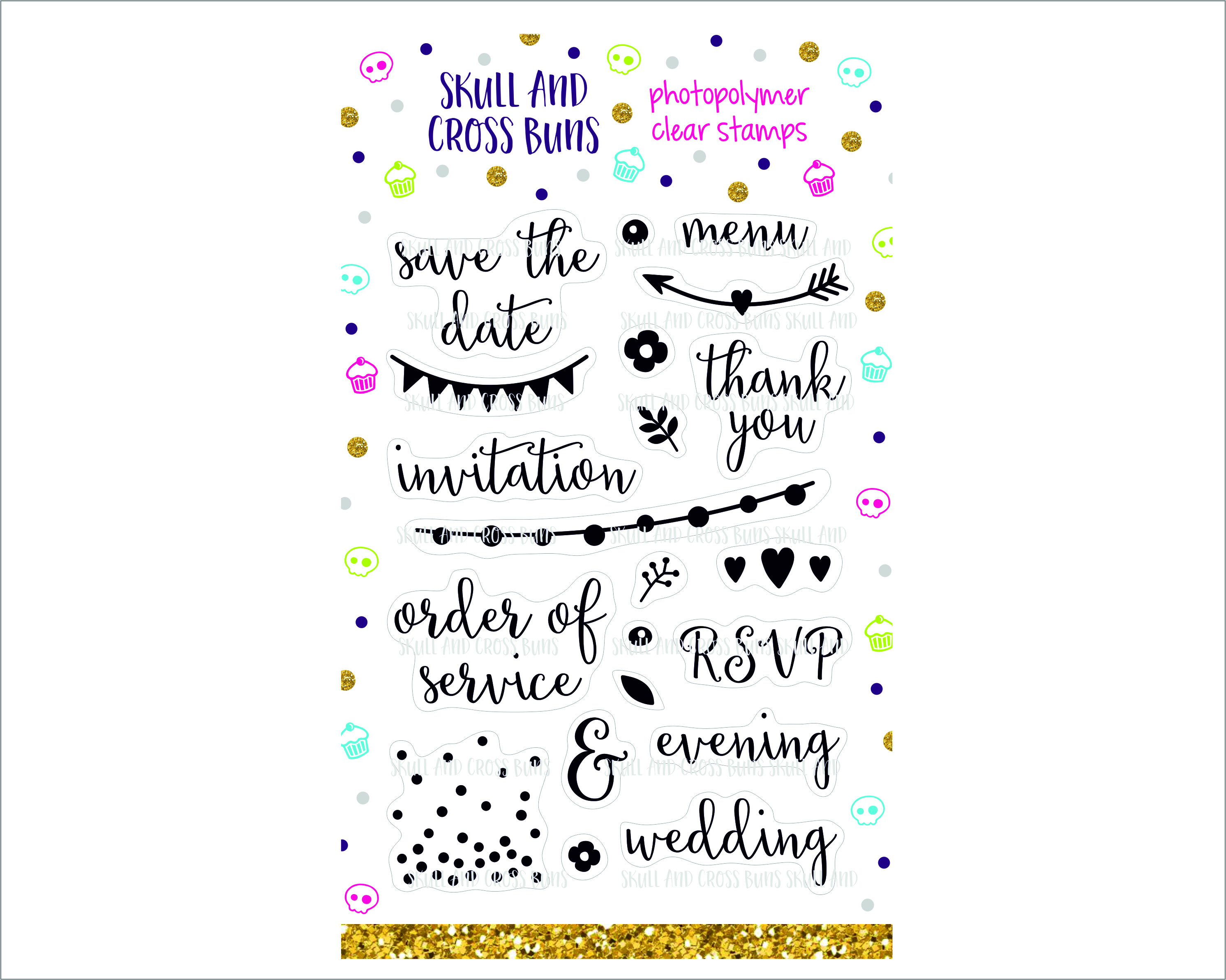 Wedding Stamps Modern Wedding Rubber Stamp Set Clear Etsy UK