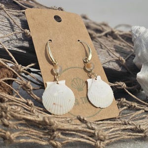 18K Gold Plated Hook Scallop Shell Earrings.