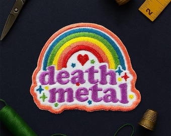 Death Metal Patch, Cute Funny Mental Health Rainbow Rock Music Lover Singer Applique for Clothes Hats Backpack Clothing Shirt Bag Jean Gift