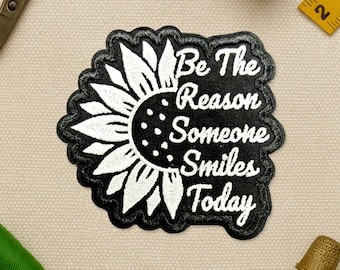 Be The Reason Someone Smiles Today Patch Inspirational Positive Quote Patches Applique for Clothes Hat Backpack, Gift Jacket Bag Jean