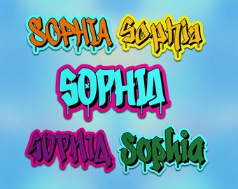 Custom Graffiti Name Decal Sticker, Personalized Graffiti Wall Name Decal Graphics Waterproof Vinyl Die-Cut Sticker Gifts for Laptop, Kindle
