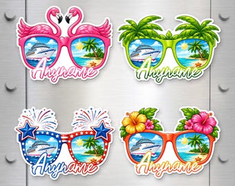 Personalized Cruise Sunglasses Magnet, Custom Beach Vacation Magnet, Tropical Cruise Fridge Magnets, Summer Cruise Gift, Cruise Keepsake