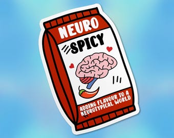 Neuro Spicy Sticker, Neuro Divergent, Mental Health, ADHD Autism Waterproof Vinyl Stickers Die-cut Laptop Gifts