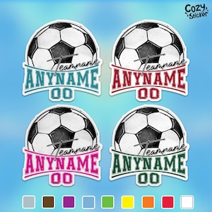 Custom Sports Name Sticker, Personalized Soccer Team Name Number Soccer Mom Waterproof Vinyl Sticker Laptop Stickers Gifts for Her Him