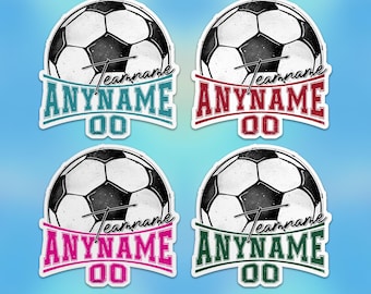 Custom Sports Name Sticker, Personalized Soccer Team Name Number Soccer Mom Waterproof Vinyl Sticker Laptop Stickers Gifts for Her Him