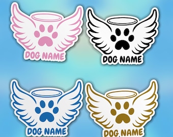 Custom Dog Paw Name Sticker, Personalized Memorial Dog Sticker Dog Mom Lover Vinyl Die-Cut Sticker, Laptop Sticker, Pet Bowl, Kindle Sticker