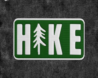 Peach Hike Tree Patch Logo Adventure Hiking Embroidered Patches Applique for Clothes Hat Backpack Clothing