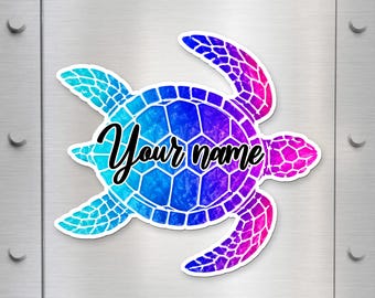 Personalized Sea Turtle Magnet, Custom Turtle Name Magnet, Ocean Beach Fridge Magnets, Coastal Decor Gift, Cruise Vacation Souvenir