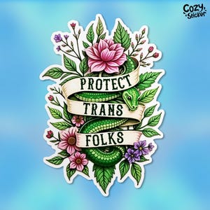 Protect Trans Folks Sticker, LGBTQIA Trans Rights Stickers Human Rights Leftist Liberal Waterproof Vinyl Stickers Die-cut Laptop Gifts