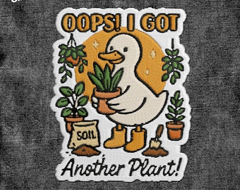 Oops I Got Another Plant Patch, Funny Cute Duck Gardening Plant Mama Lover Embroidered Patches Applique for Clothes Hats Backpack Clothing