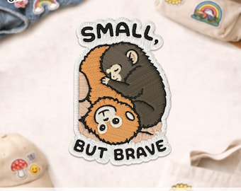 Punch The Monkey Patch, Cute Sad Abandoned Baby Monkey Animal Lover Inspirational Self Love Embroidered Patches Applique for Backpacks