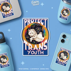 Protect Trans Youth Sticker, LGBTQ Transgender Rights, Gender Equality Waterproof Vinyl Stickers Die-cut Laptop Gifts