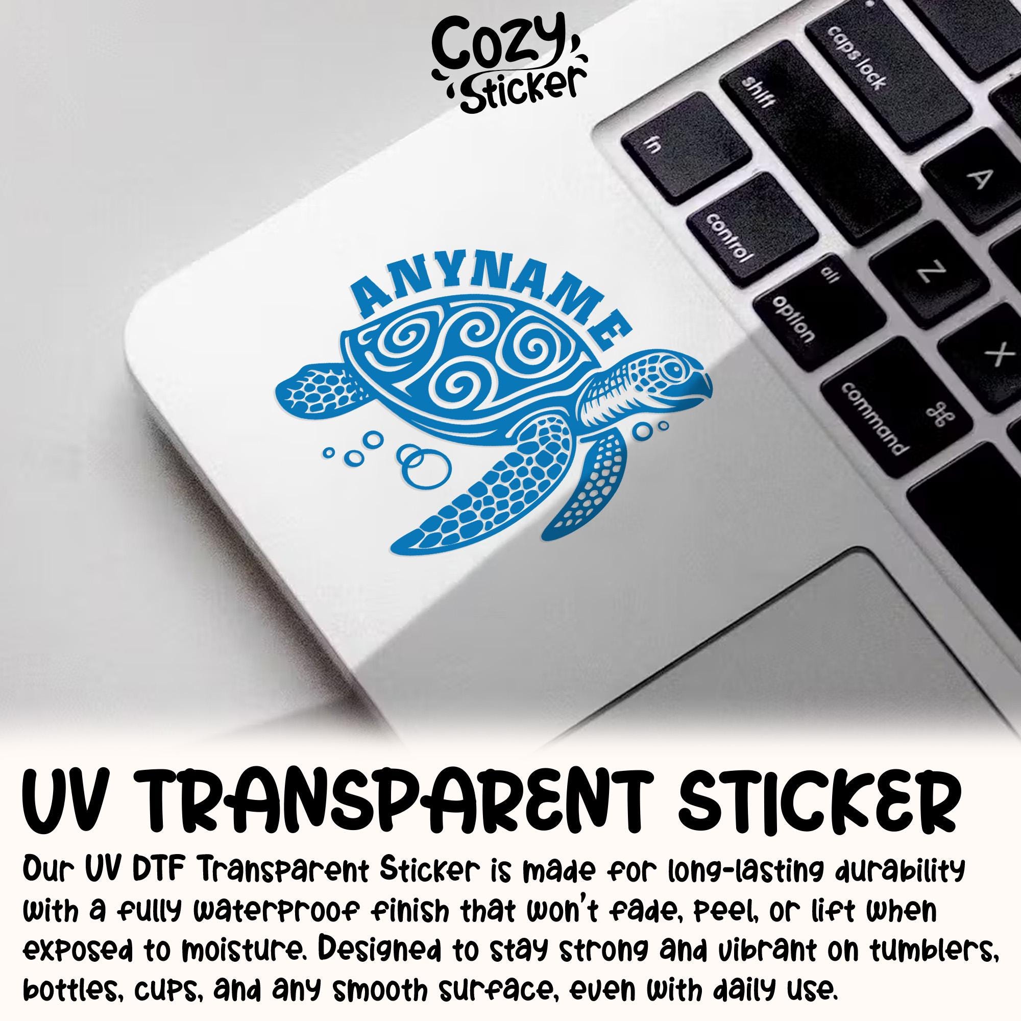 Turtle Name Sticker Custom Turtle Transparent Sticker, Personalized Sea Turtles Gradient ...