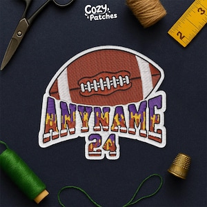 Custom Football Drip Patch, Personalized Soccer Team Name Chocolate Embroidery Patches Applique for Clothes Hat Backpack Jacket Bag Jean