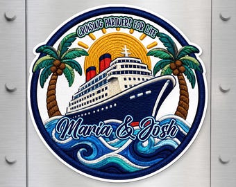 Personalized Cruise Couple Magnet, Cruising Partners for Life Magnet, Custom Cruise Ship Magnets, Anniversary Cruise Gift, Fridge Keepsake
