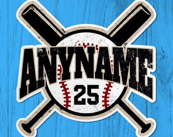Personalized Custom Name Baseball Sticker Sports Name Softball Player Team Numbers Vinyl Sticker Laptop Water Bottle Decal Gifts for Her Him