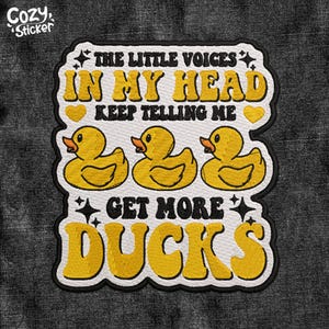 Little Voices Get More Ducks Patch Funny Rubber Duck Embroidered Patches Meme Funny Patches Applique for Clothes Hats Backpacks Clothing