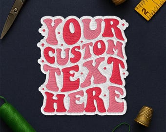 Parche de nombre personalizado, aplique bordado con texto y cita de nombre retro vintage para ropa, sombreros, mochilas, camisas, bolsos y vaqueros.