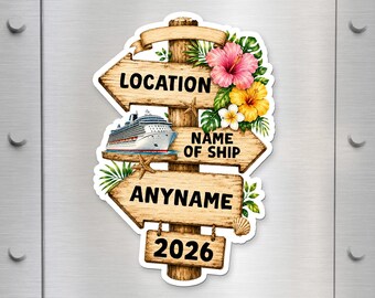 Custom Family Travel Ship Name & Year Cruise Door Magnet, Personalized Beach Holiday, Cruise Ship Fridge Magnet Gift