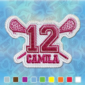 Custom Name Initial Lacrosse Patch Player Name Personalized Embroidered Patches Lacrosse Team Patch Applique for Clothes Hats Backpacks