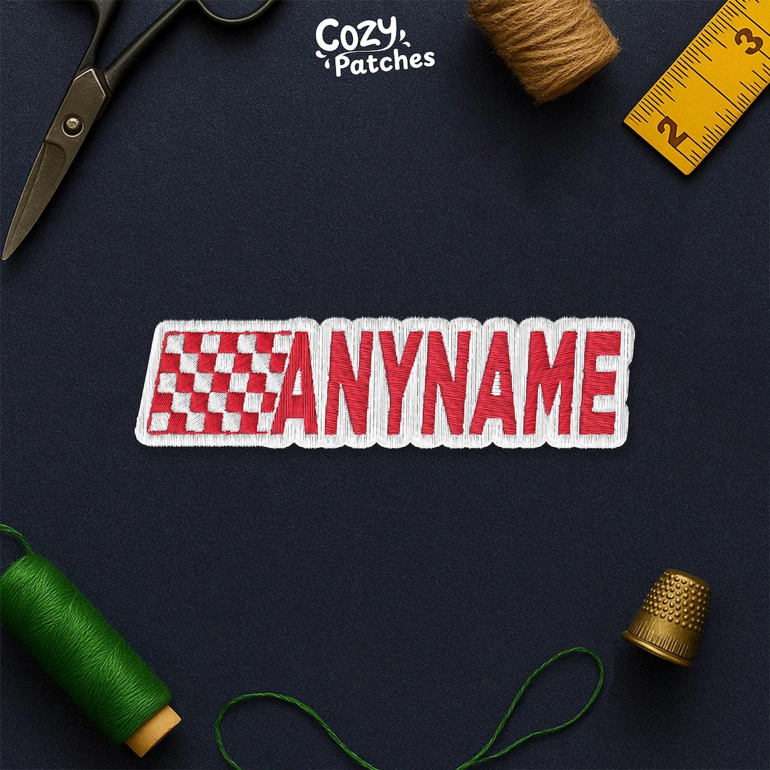 Logo Patch Racer Custom Racing Name Patch, Personalized Racing Car Motorsport Checkered ...