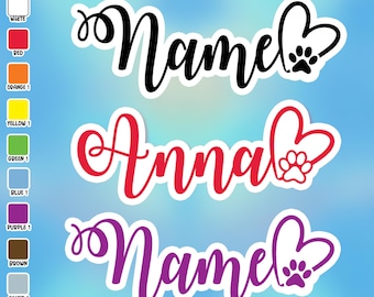 Custom Pet Name Sticker, Personalized Dog Cat Paw Name Decal Vinyl Die-Cut Sticker, Laptop Sticker, Pet Bowl, Kindle Stickers Gifts