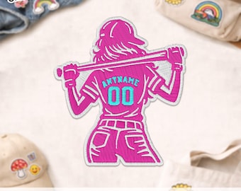 Patch personnalisé de sport de softball de base-ball, applique personnalisée de numéro de nom de joueur de baseball féminin pour vêtements, chapeau, veste de sac à dos