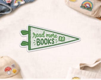 Read More Books Patch, Book Lover Bookish Booktok Library Reader Reading Embroidered Patches Applique for Clothes Hats Jean Hat Gift