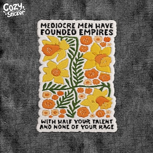 Mediocre Men Feminist Patch, Women&#39;s Rights, Empowerment, Inspirational Quote Patches Applique for Clothes Hats Backpacks Gift for Women