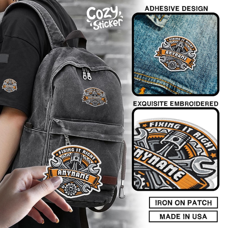 Custom Mechanic Name Patch, Personalized Engineer Tool Auto Repair Name ...