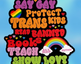 Protect Trans Kids Sticker Trans Human Rights Stickers Read Banned Books LGBTQ Rights Waterproof Vinyl Stickers Laptop Gifts