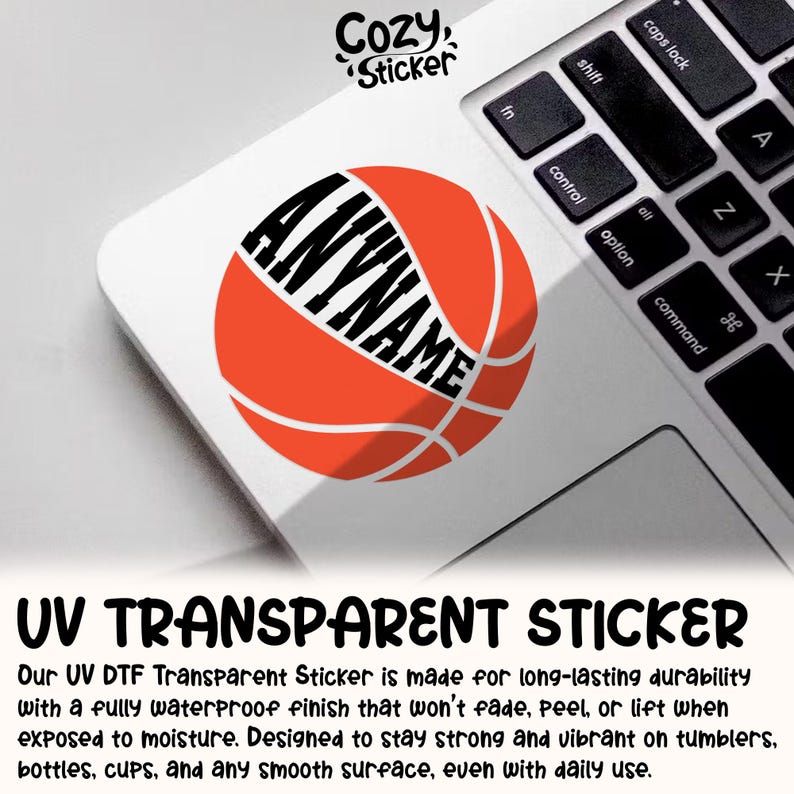 Custom Basketball Name Transparent Sticker, Personalized Basketball ...