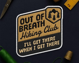 Out Of Breath Hiking Society Patch, Camping Hiking Adventure Nature Lover Patches Applique for Clothes Hats Backpack Clothing