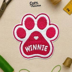 Custom Dog Name Patch, Personalized Dog Paw Name Patches For Dog Lovers Patch Applique for Clothes Hats Backpacks