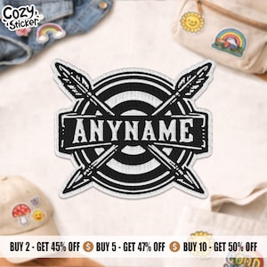 Custom Archery Name Patch, Personalized Text Archer Bow Arrow Hunting Embroidered Patch Applique for Clothes Hat Backpack Jacket Shirt Bag