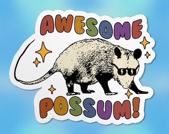 Impressionnant autocollant opossum, autocollants opossum drôles d'opossum amoureux des animaux, autocollants en vinyle imperméables, cadeaux pour ordinateur portable