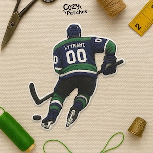 Patch de numéro de hockey personnalisé Patchs brodés Numéro de cadeau d'équipe pour l'entraîneur Nom de l'équipe Applique de patch pour amateur de sport pour vêtements, chapeaux, sacs à dos