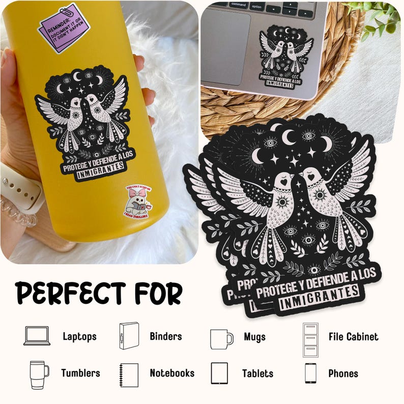 Protege Y Defiende A Los Inmigrantes Sticker, Protect Immigrants Refugee Support Sticker for Laptop Sticker Birthday Gift Her Him Adults Kid imagem 3