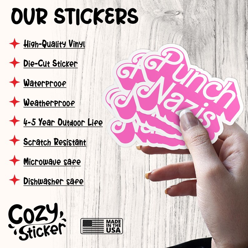 Punch Nazis Sticker, Anti Capitalist Political, Leftist Democrat, Protest Waterproof Vinyl Die-cut Stickers Laptop Gifts 画像 6