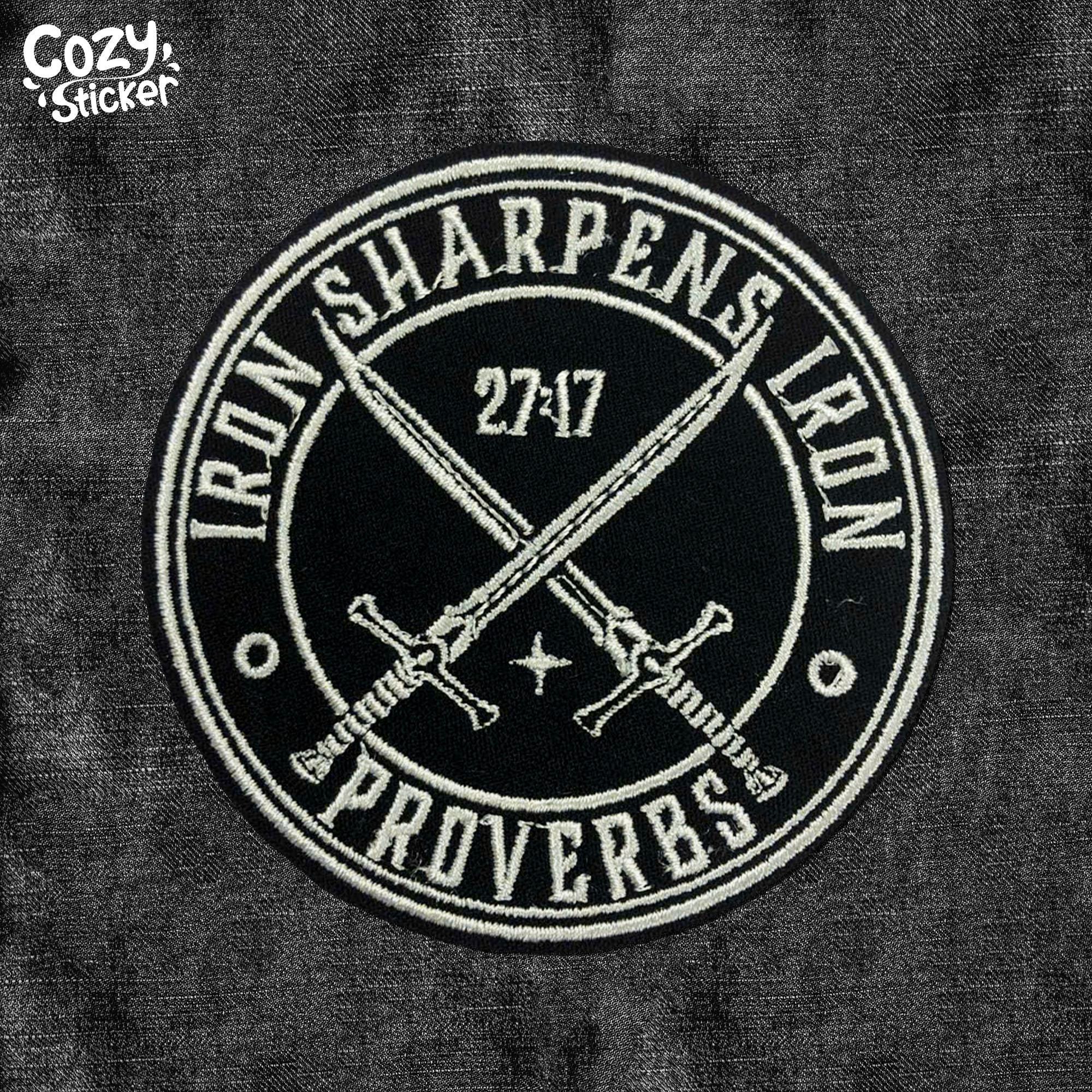 Iron Sharpens Iron Patch Proverbs 2717 Embroidered Patches, Bible ...