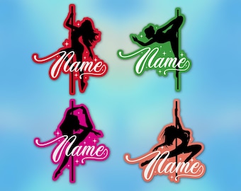Pegatina personalizada con nombre para baile en barra, pegatinas personalizadas con nombre de bailarina, pegatina de vinilo para mamá, calcomanía para portátil o botella de agua, regalos para ella y para él.