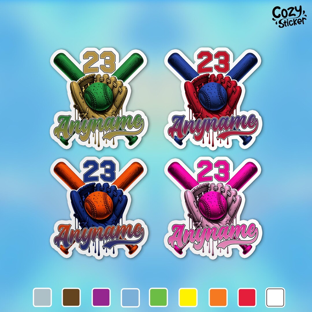 Custom Baseball Name Sticker, Personalized Baseball Glove Drip Name and ...